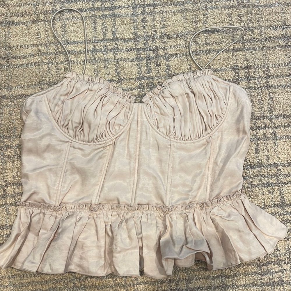 H&M x Brock Collection Blush Pink Ruched Corset Top